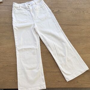 Daze White Crop Wide Leg Denim